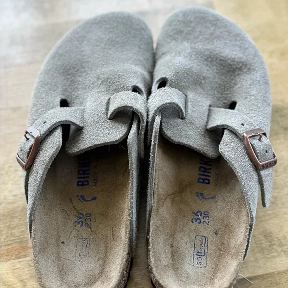 Birkenstock Boston Suede Mules in Light Gray - Picture 5 of 6